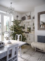 Christmas tree in country dining room 