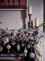 Detail of christmas fireplace 