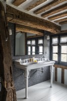 Double sinks in modern country bathroom