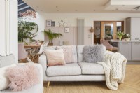Sofa area in an open plan living space.