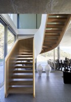 Unusual staircase in contemporary open plan living space