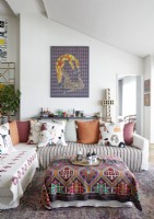Colourful fabrics in modern living room