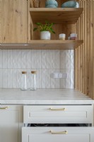 Open kitchen white drawers