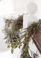 Rustic natural garland on banisters - detail