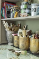 Debbie keeps the tools of her trade neatly and prettily organized.