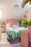 Pale pink attic art deco style bedroom