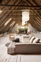 Living area in farmhouse attic