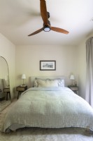 Vintage bedroom with ceiling fan