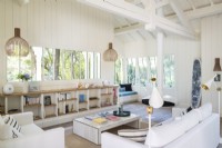 White living room with inbuilt storage