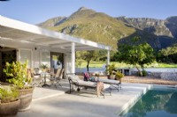 Courtyard with swimming pool and mountain views