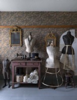 Antique dressmakers mannequins and sewing machine
