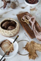 Natural materials and paint, scissors and accessories - detail