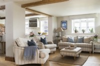 Classic style country living room in neutral tones 