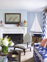 A Maine cottage living room vignette with antiques and nautical style.