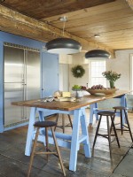 Rustic country kitchen with blue accents