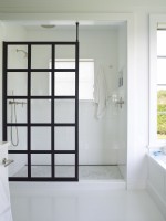 White bathroom with shower in Quogue, NY