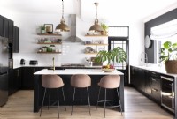 Black and white kitchen with centre island