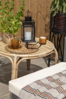 Detail of outdoor loving side table neutrals