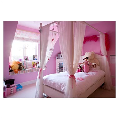 Girls Bedroom on Gap Interiors   Pink Childrens Bedroom With Four Poster Bed   Picture
