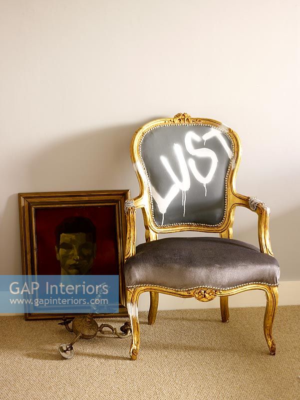 Classic chair with graffiti 