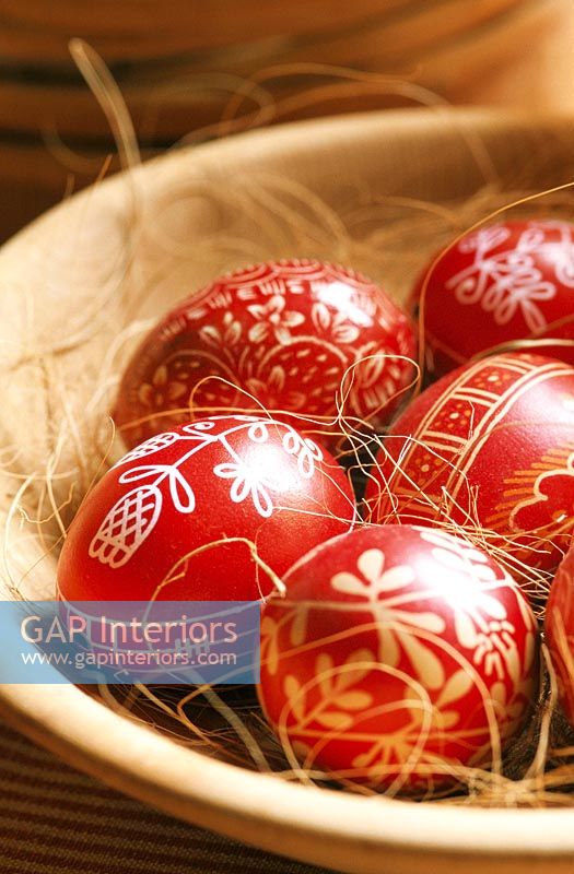 Close-up of decorated easter eggs