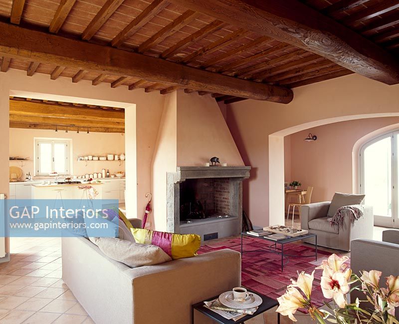 Living room in Tuscan farmhouse