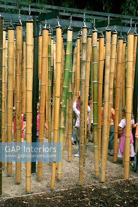 Hanging bamboo poles