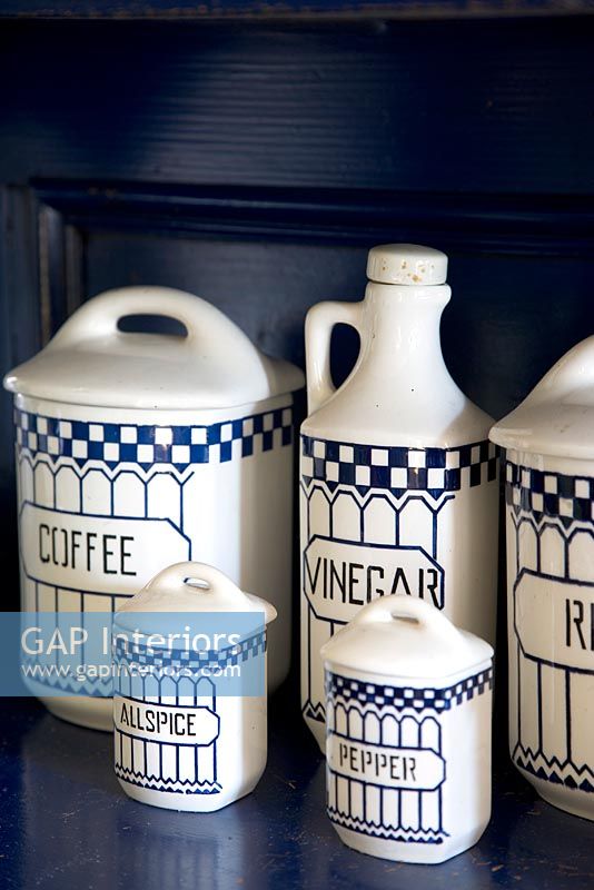 Collection of blue and white storage jars 