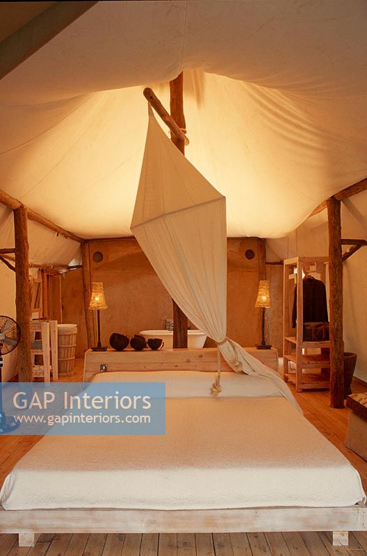 Large safari tent bedroom