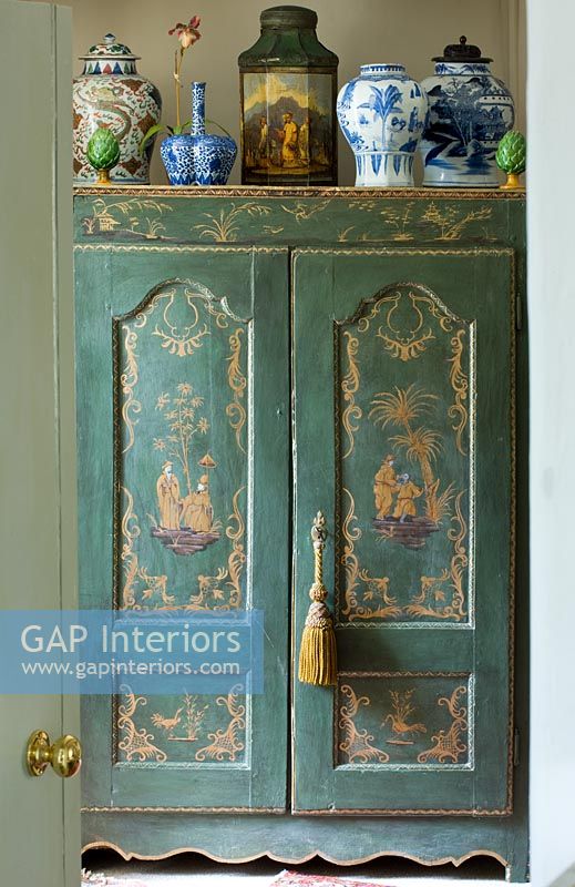 Detail of hand painted cupboard