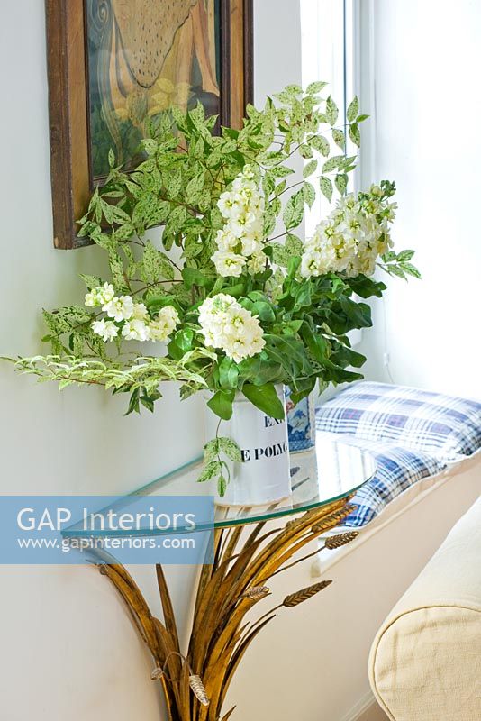 Flowers on console table