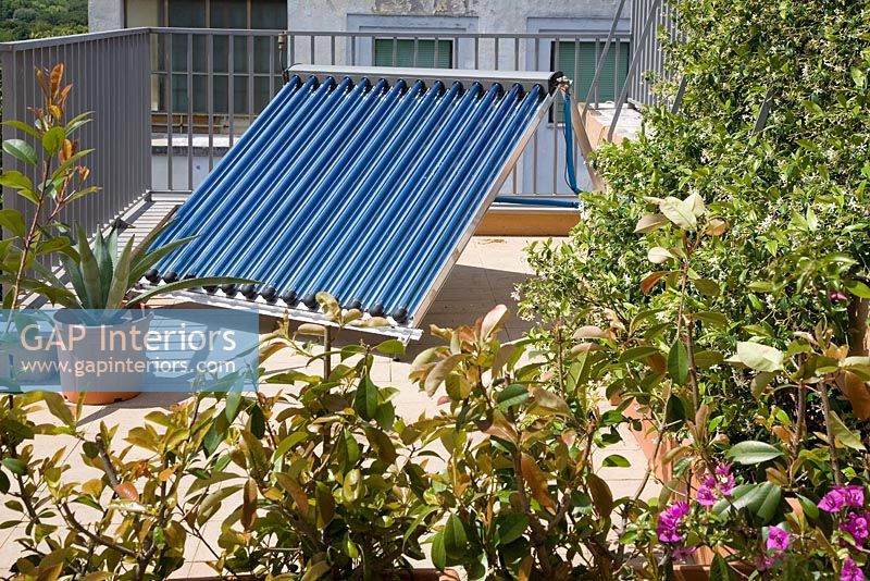 Solar panel in roof terrace