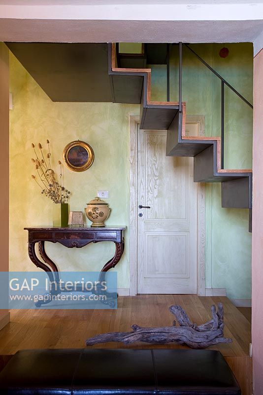 Classic hallway with colour washed walls 