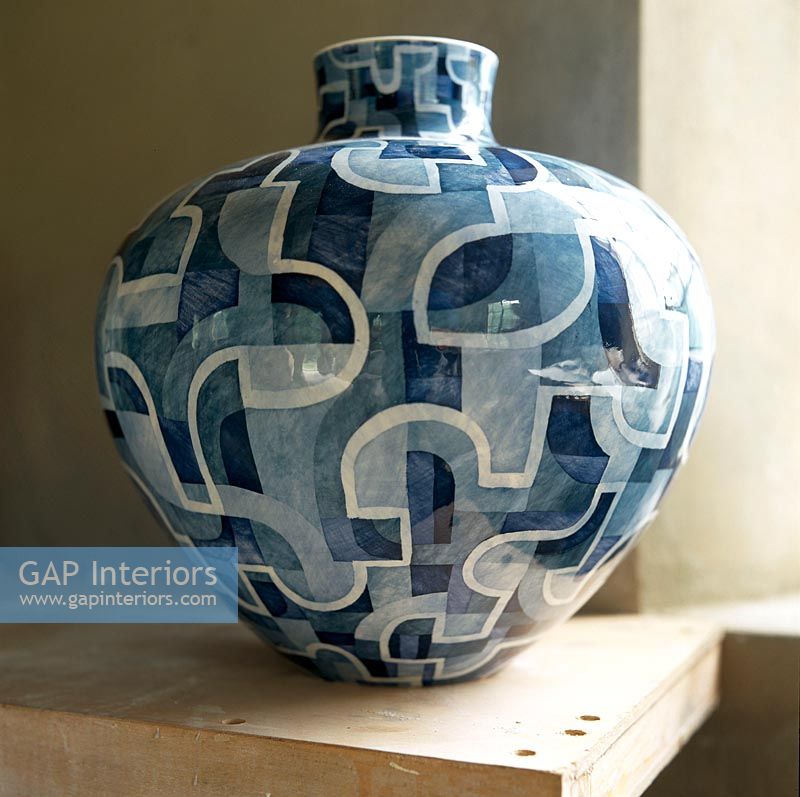 Close-up of a blue vase
