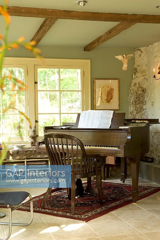 Classic music room with piano 