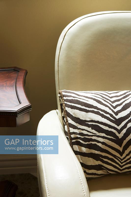 Leather Armchair with Zebra cushion