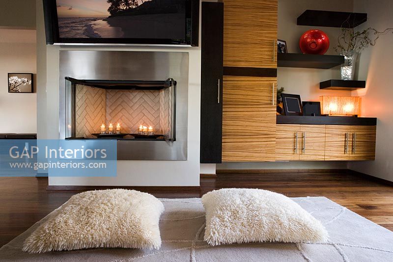 Modern Living Room with Candle Fireplace