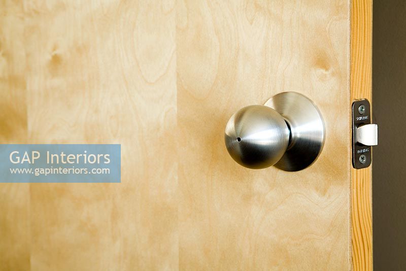 Detail of Modern Door with Chrome Doorknob