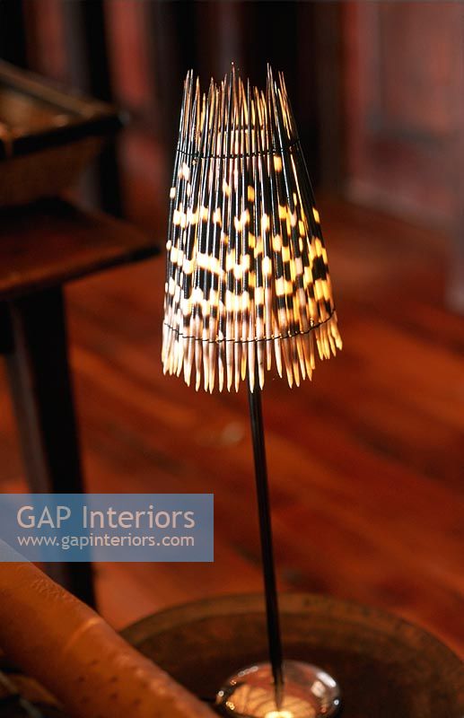 Small lamp made of porcupine quills