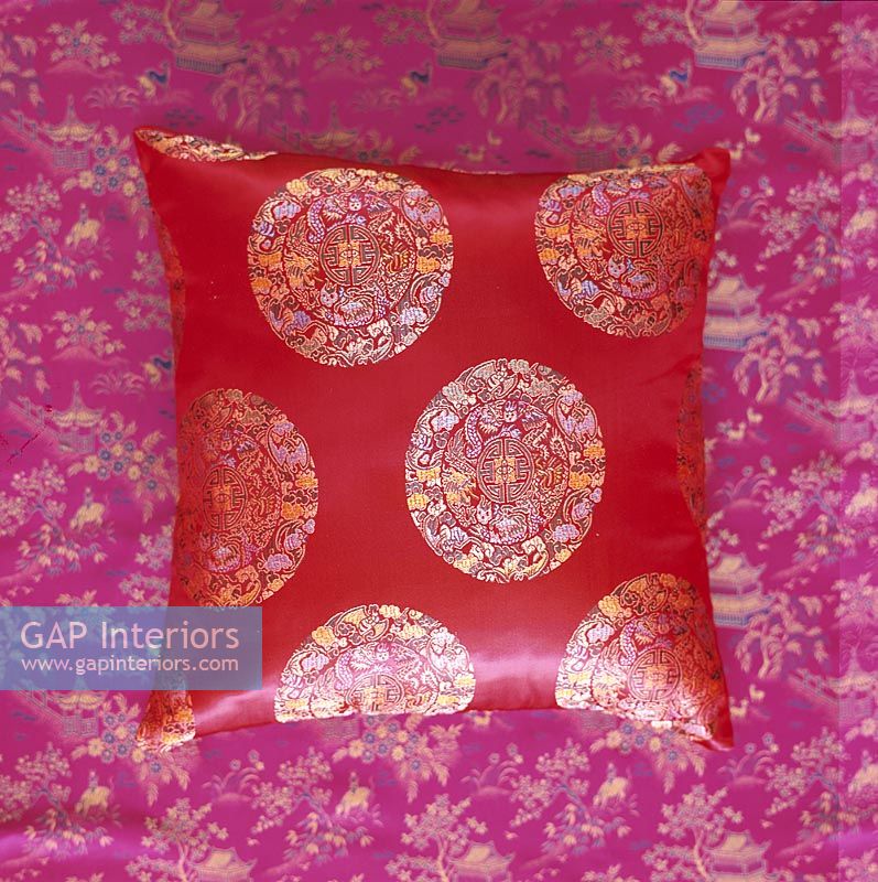 Red cushion, close-up