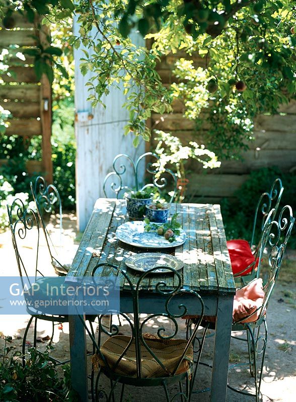 Rustic outdoor garden table and chairs