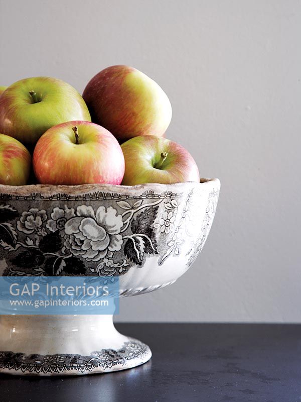 apples in decorative fruit bowl