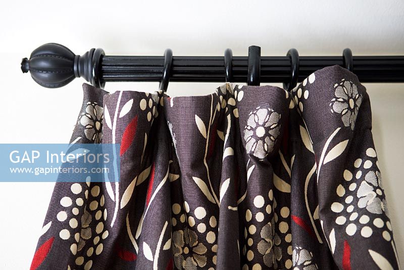Detail of curtains on curtain rod