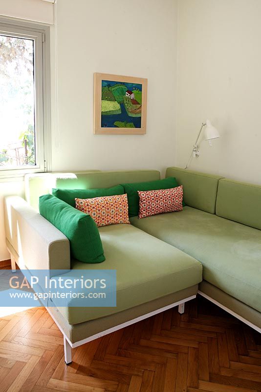 Modern living room with corner sofa