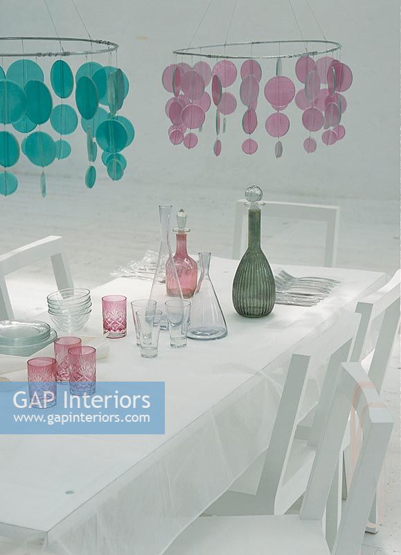 Glassware accessories on dining table 
