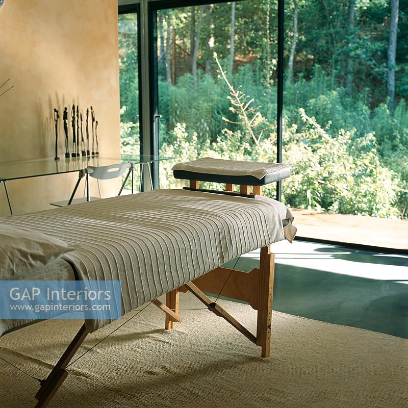 Massage table in a relaxing room