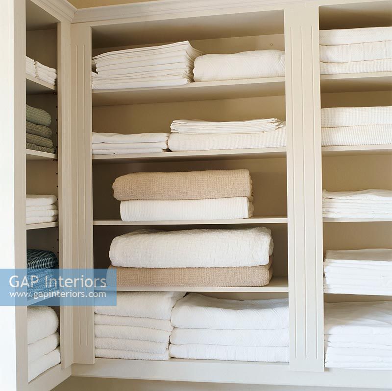 Stack of towels on shelf