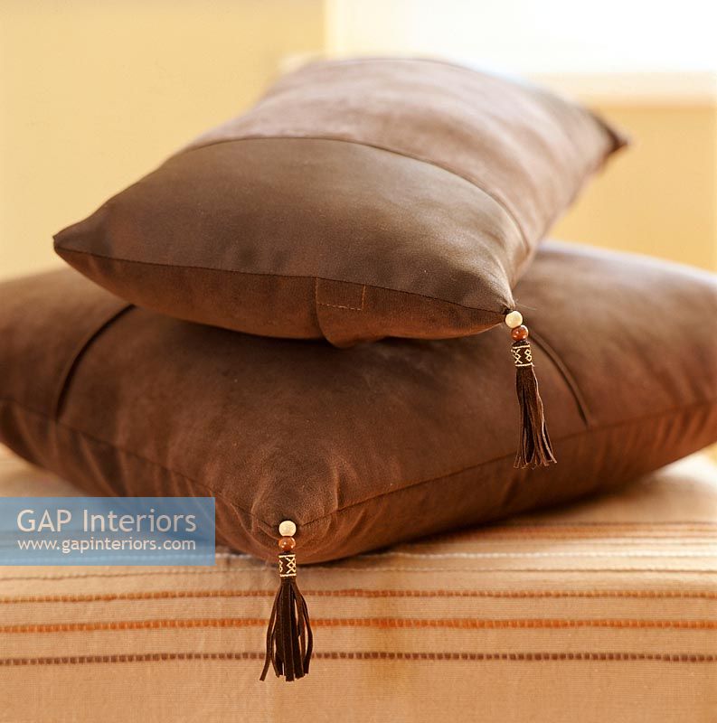 Two brown cushions, close-up