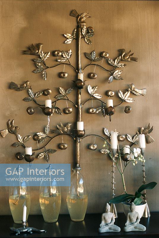 A wall mounted candelabra