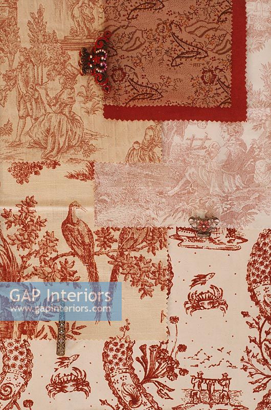 Toile style fabric samples